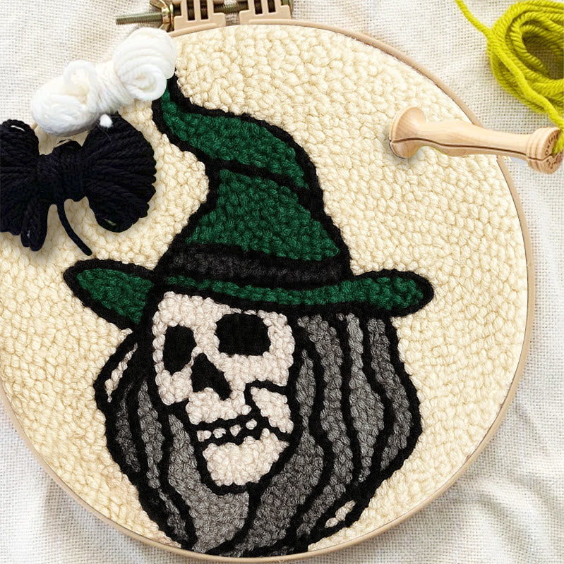 Spooky Wizard Punch Needle Kit - Halloween Skeleton Art | Nice Craft For Home Decor - image 3