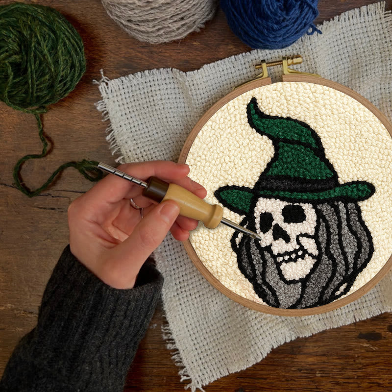 Spooky Wizard Punch Needle Kit - Halloween Skeleton Art | Nice Craft For Home Decor - image 9