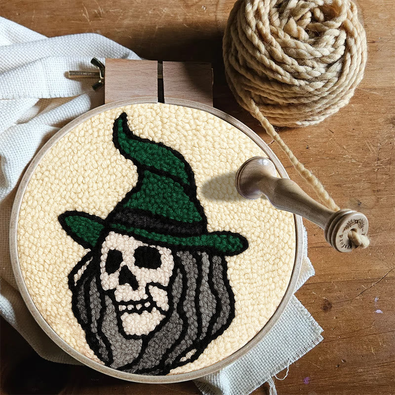 Spooky Wizard Punch Needle Kit - Halloween Skeleton Art | Nice Craft For Home Decor - image 4