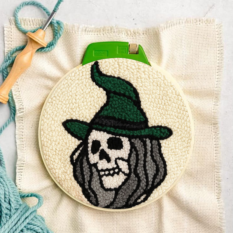 Spooky Wizard Punch Needle Kit - Halloween Skeleton Art | Nice Craft For Home Decor - image 2