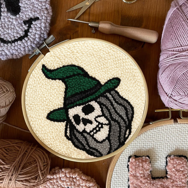 Spooky Wizard Punch Needle Kit - Halloween Skeleton Art | Nice Craft For Home Decor - image 5