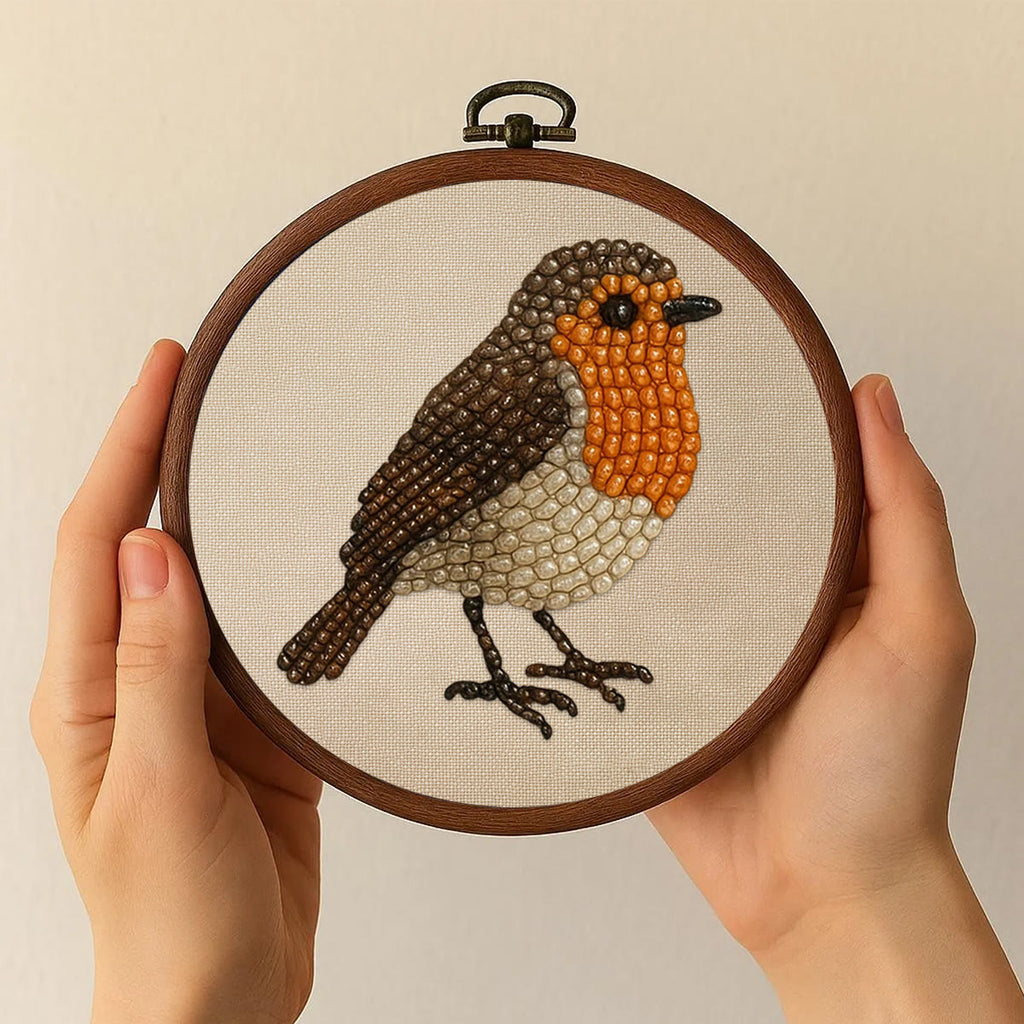 Rubbyoo Bead Embroidery Kit - Robin Bird | Diy Hoop Art | Perfect For Desk Ornament  - image 5