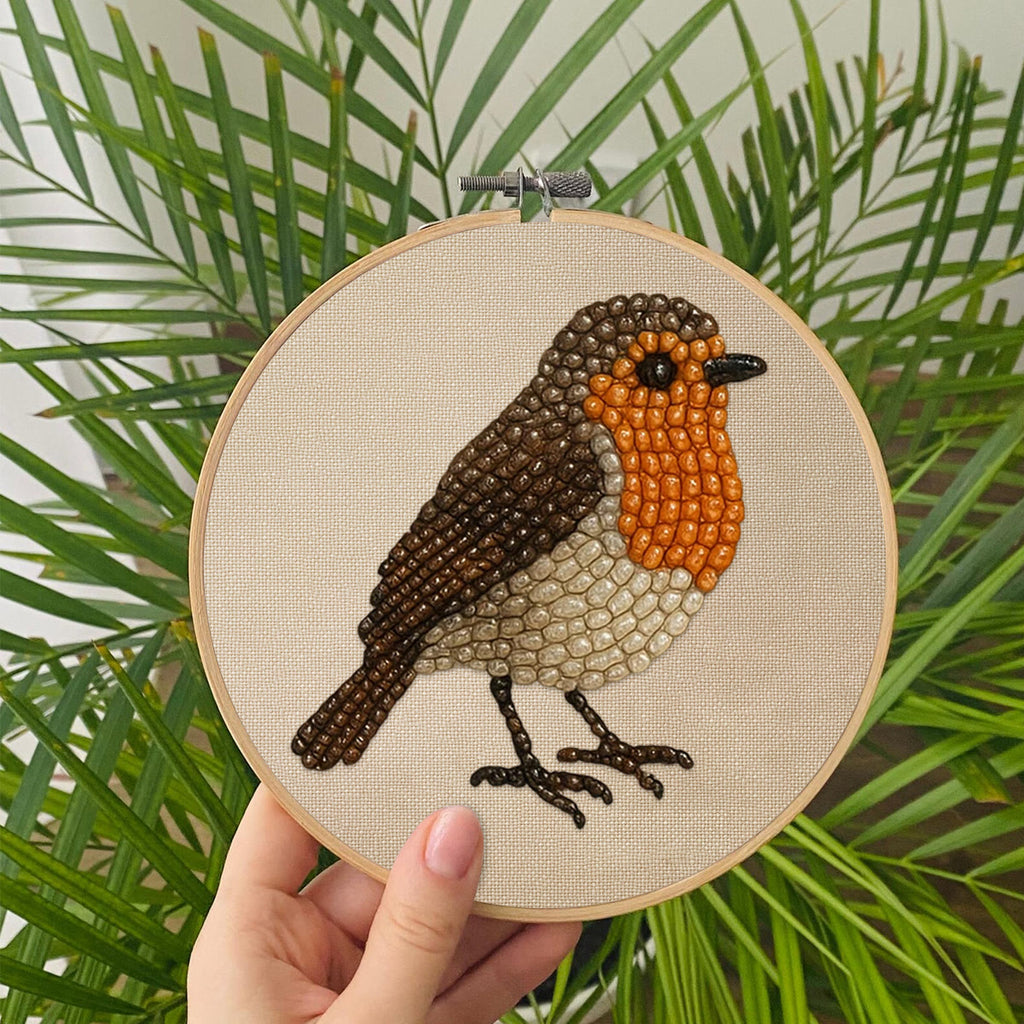 Rubbyoo Bead Embroidery Kit - Robin Bird | Diy Hoop Art | Perfect For Desk Ornament  - image 8