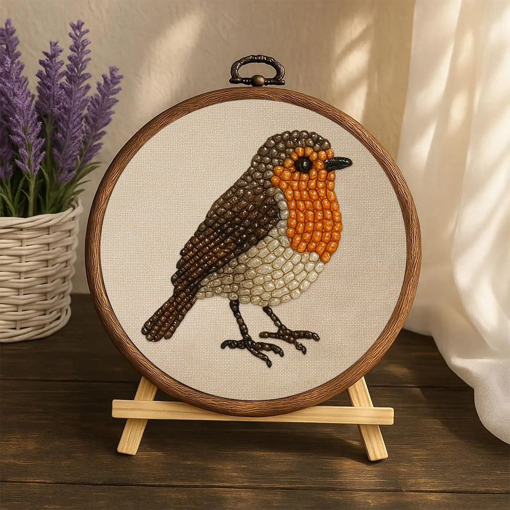 Rubbyoo Bead Embroidery Kit - Robin Bird | Diy Hoop Art | Perfect For Desk Ornament  - image 9