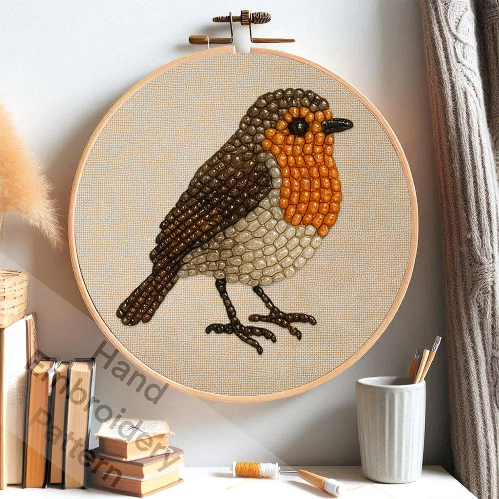 Rubbyoo Bead Embroidery Kit - Robin Bird | Diy Hoop Art | Perfect For Desk Ornament  - image 2