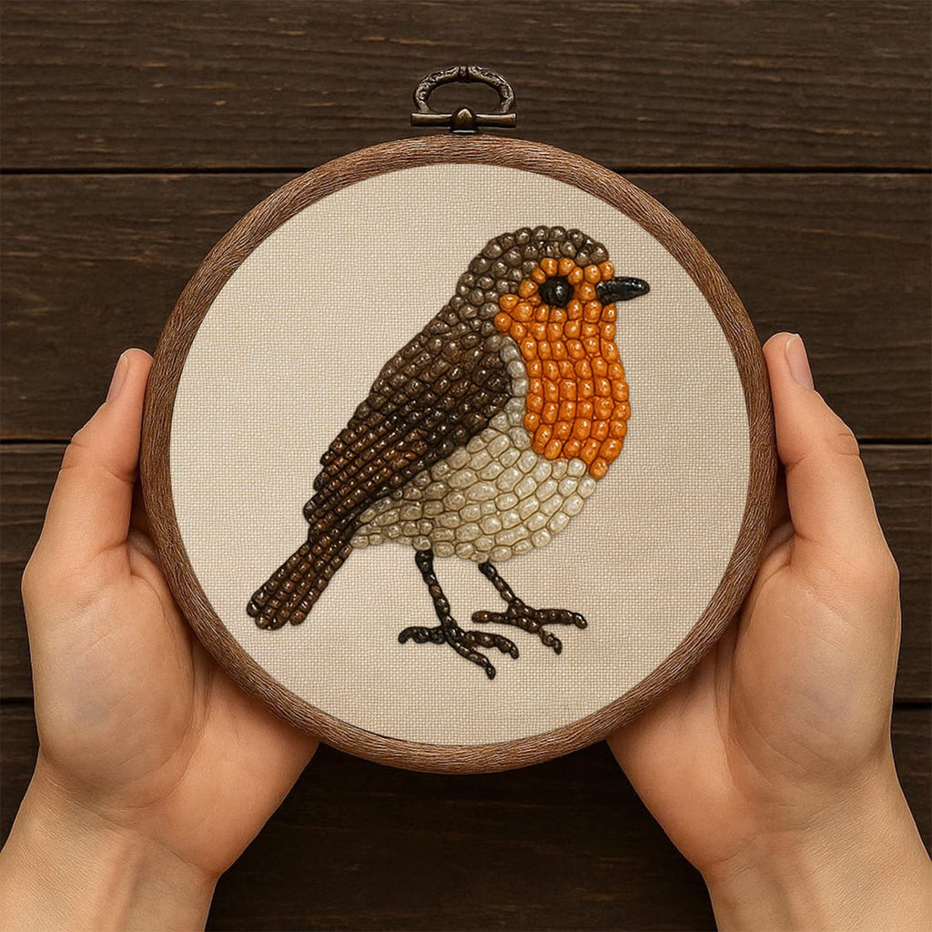 Rubbyoo Bead Embroidery Kit - Robin Bird | Diy Hoop Art | Perfect For Desk Ornament  - image 6