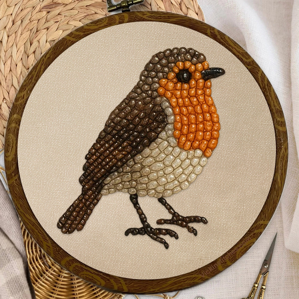 Rubbyoo Bead Embroidery Kit - Robin Bird | Diy Hoop Art | Perfect For Desk Ornament  - image 3
