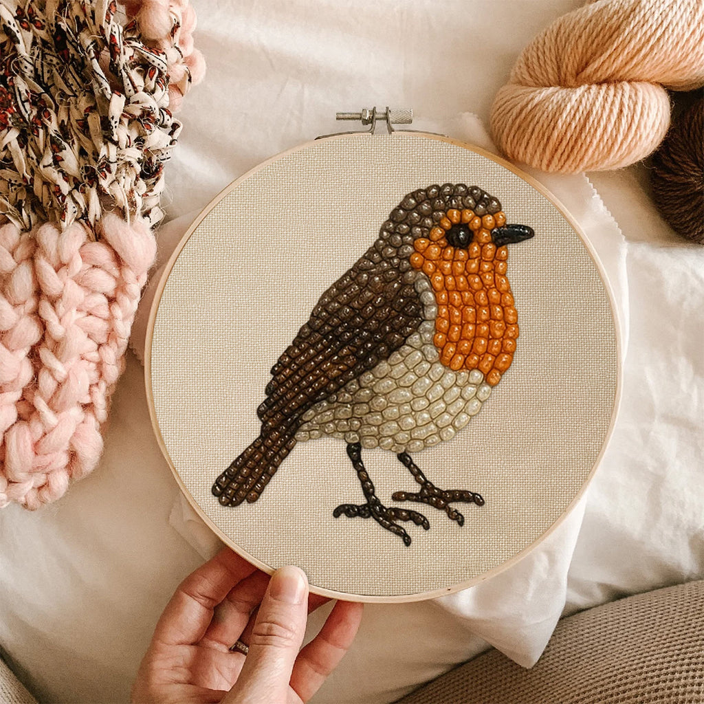 Rubbyoo Bead Embroidery Kit - Robin Bird | Diy Hoop Art | Perfect For Desk Ornament  - image 4