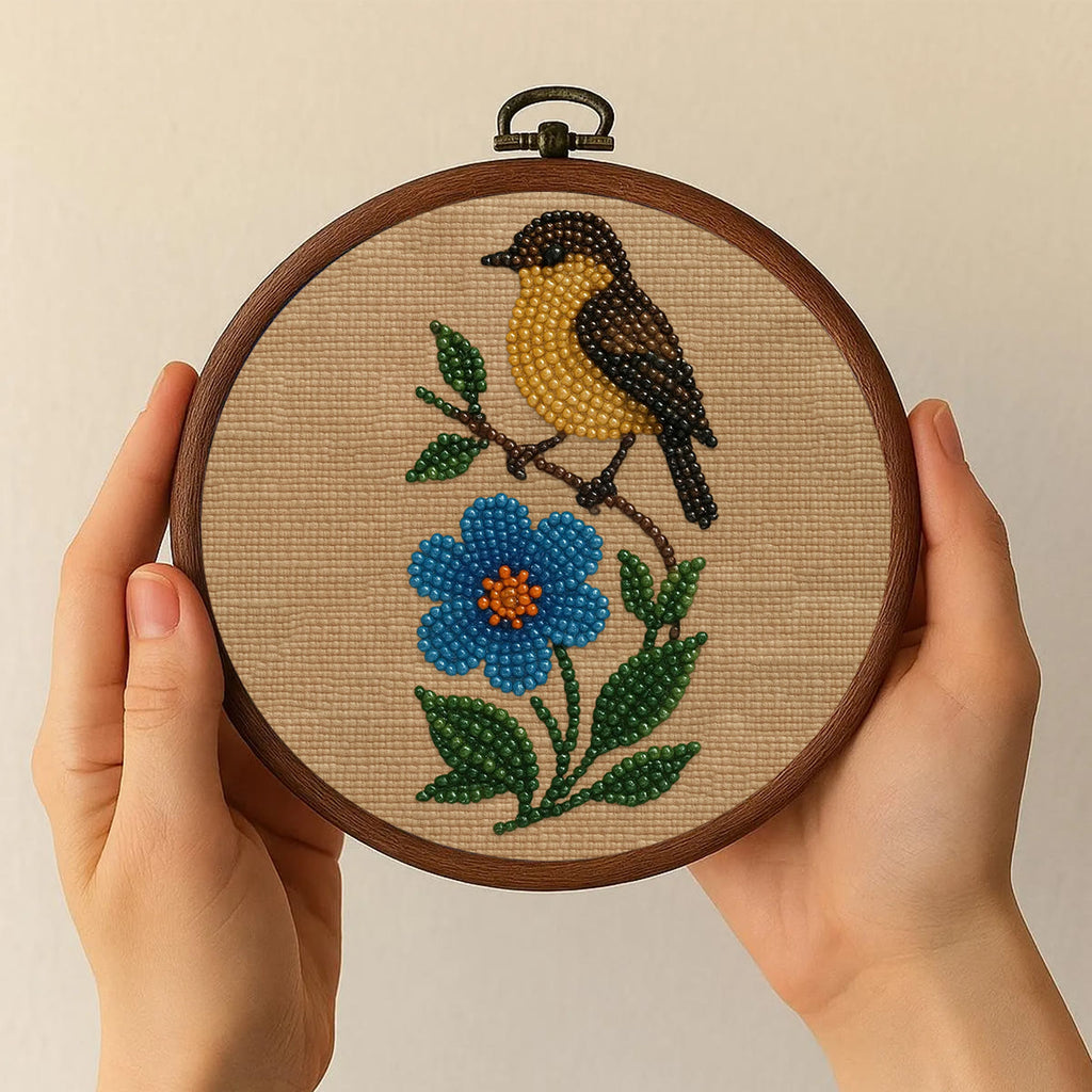 Rubbyoo Bead Embroidery Kit - Floral Bird | Beginner Needle Artcraft | Personalized Home Decor - image 6