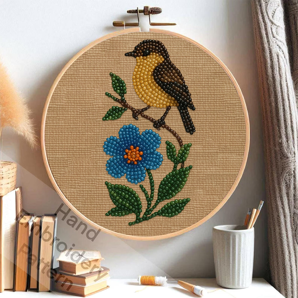Rubbyoo Bead Embroidery Kit - Floral Bird | Beginner Needle Artcraft | Personalized Home Decor - image 1