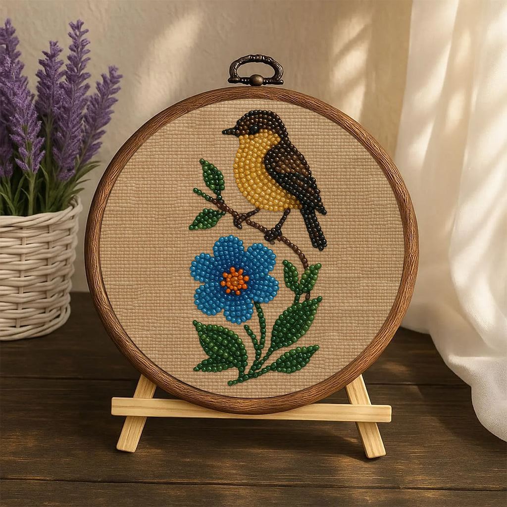 Rubbyoo Bead Embroidery Kit - Floral Bird | Beginner Needle Artcraft | Personalized Home Decor - image 7