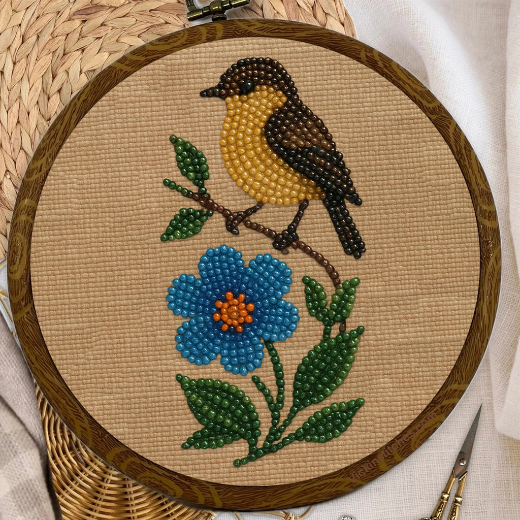 Rubbyoo Bead Embroidery Kit - Floral Bird | Beginner Needle Artcraft | Personalized Home Decor - image 4