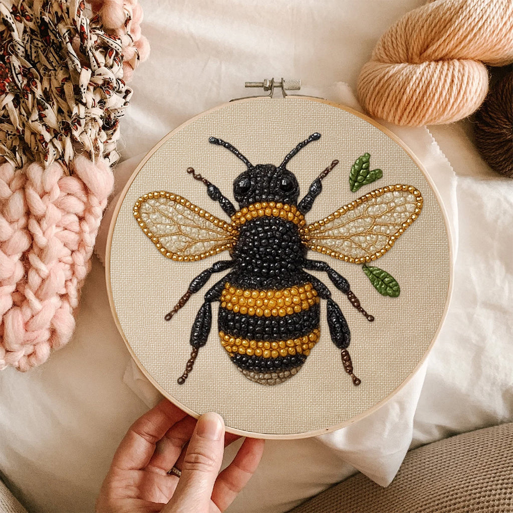 Rubbyoo Bead Embroidery Kit - Flying Bee | Diy Insects Craft | Handmade Decorative Art - image 1