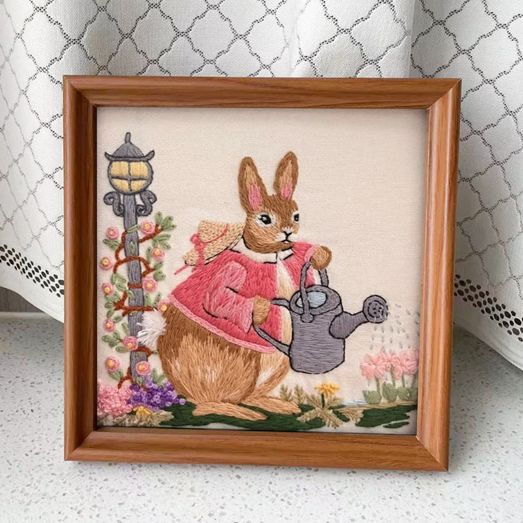 Rubbyoo Embroidery Kit - Watering Bunny | Adorable Animal Craft | Perfect Wall Ornament - Embroidery Kit Plus An Extra Frame - image 11