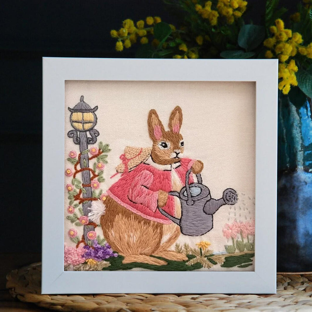 Rubbyoo Embroidery Kit - Watering Bunny | Adorable Animal Craft | Perfect Wall Ornament - image 4