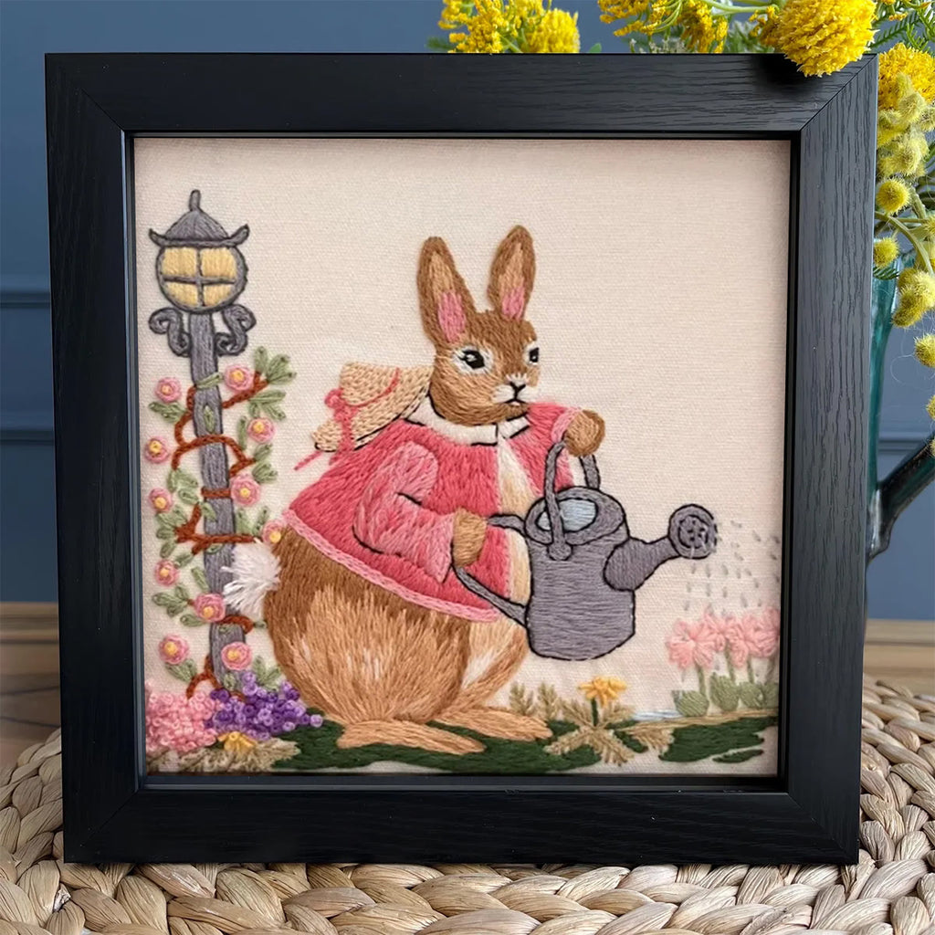 Rubbyoo Embroidery Kit - Watering Bunny | Adorable Animal Craft | Perfect Wall Ornament - image 9