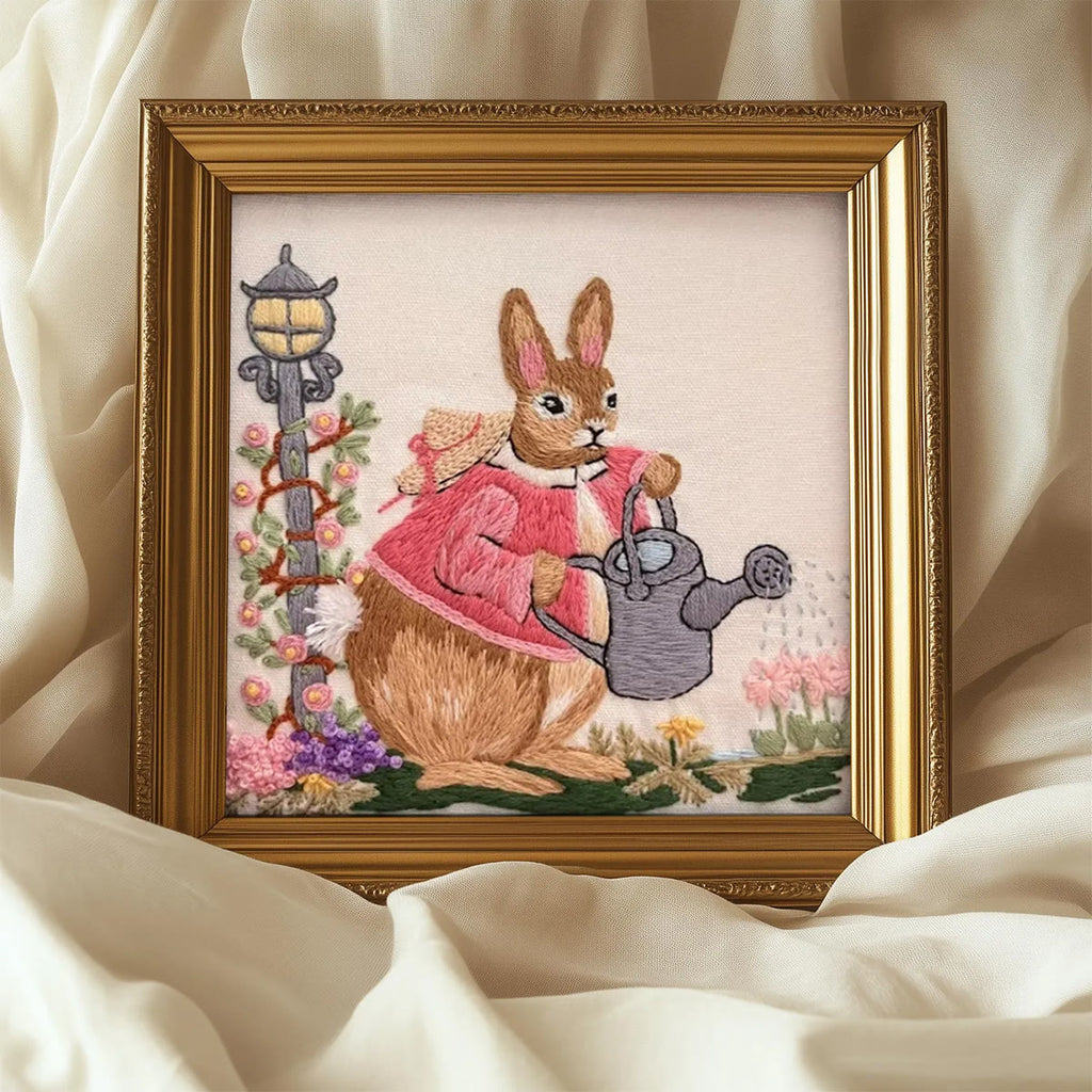 Rubbyoo Embroidery Kit - Watering Bunny | Adorable Animal Craft | Perfect Wall Ornament - image 7