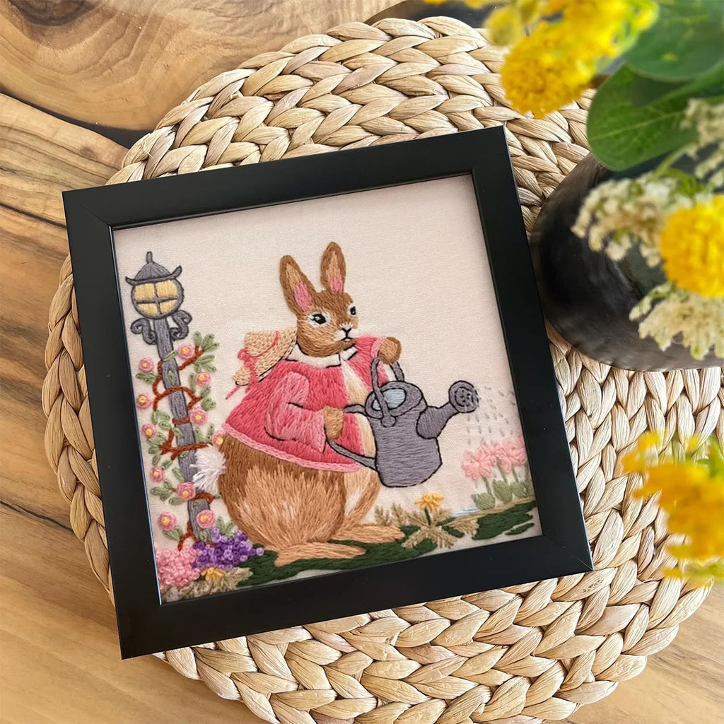 Rubbyoo Embroidery Kit - Watering Bunny | Adorable Animal Craft | Perfect Wall Ornament - image 5