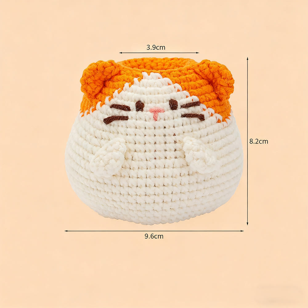 Diy Handmade Cats Pen Holder Crochet Kit -  Creative Pots Handicraft | Unique Decorative Gift Idea  - Orange cat - image 5