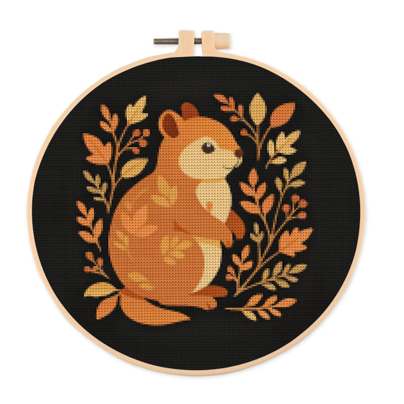  Cross Stitch Kit - Fall Squirrel | Halloween Autumn Craft |  Diy Animals Needlepoint - 20×20cm - image 0