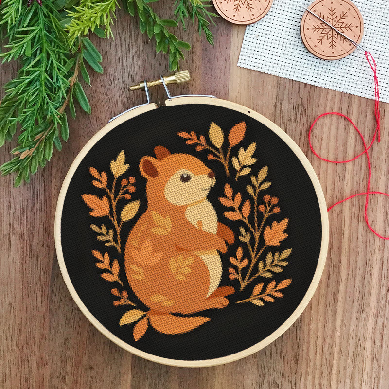  Cross Stitch Kit - Fall Squirrel | Halloween Autumn Craft |  Diy Animals Needlepoint - image 1