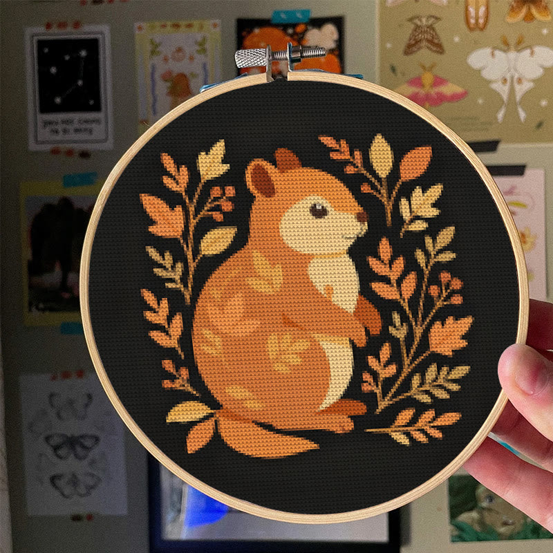  Cross Stitch Kit - Fall Squirrel | Halloween Autumn Craft |  Diy Animals Needlepoint - image 2