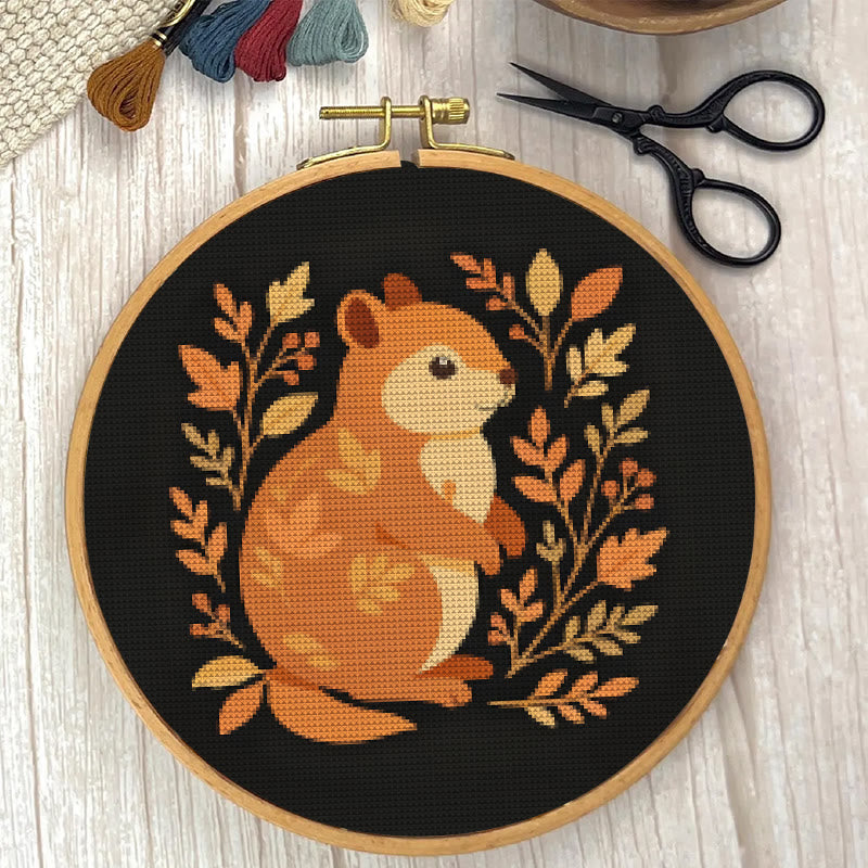  Cross Stitch Kit - Fall Squirrel | Halloween Autumn Craft |  Diy Animals Needlepoint - image 4