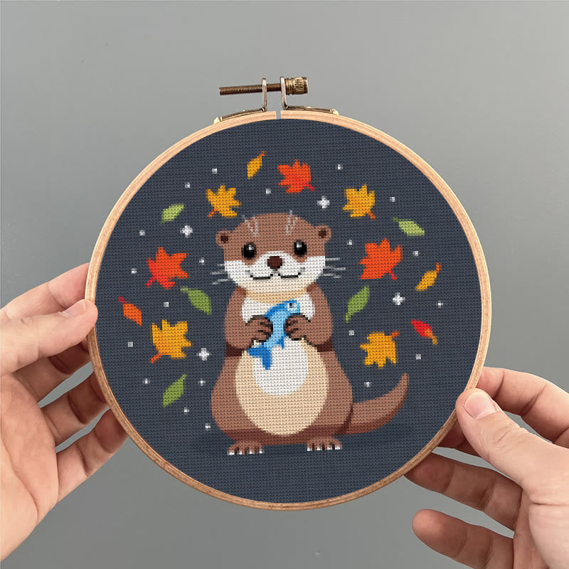  Cross Stitch Kit - Happy Otter | Autumn Home Ornament | Perfect Handicraft For Animal Lover - image 6