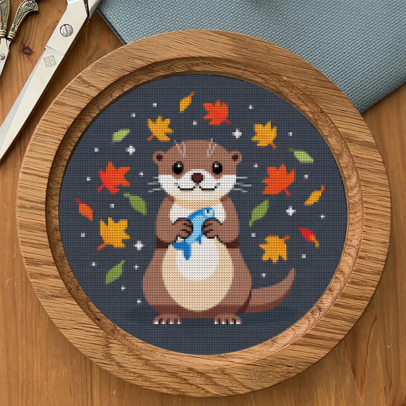  Cross Stitch Kit - Happy Otter | Autumn Home Ornament | Perfect Handicraft For Animal Lover - image 8