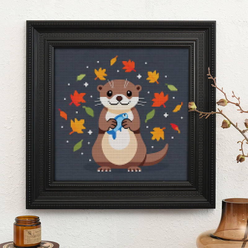  Cross Stitch Kit - Happy Otter | Autumn Home Ornament | Perfect Handicraft For Animal Lover - image 9