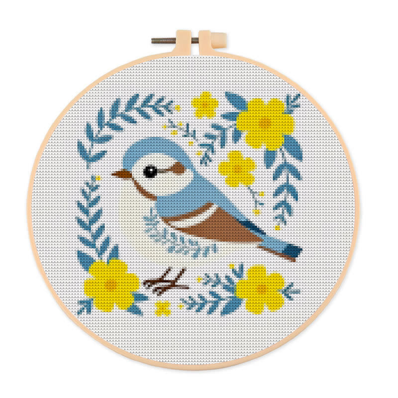  Cross Stitch Kit - Floral Bluebird | Charming Animal Art | Easy Stitching Craft - 20×20cm - image 0
