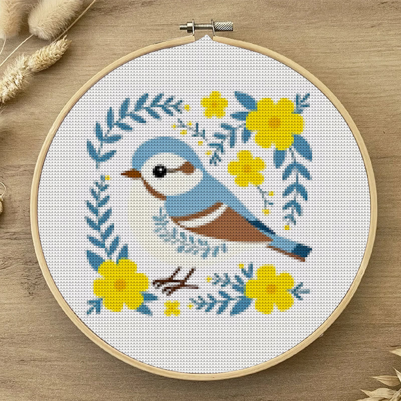  Cross Stitch Kit - Floral Bluebird | Charming Animal Art | Easy Stitching Craft - image 1
