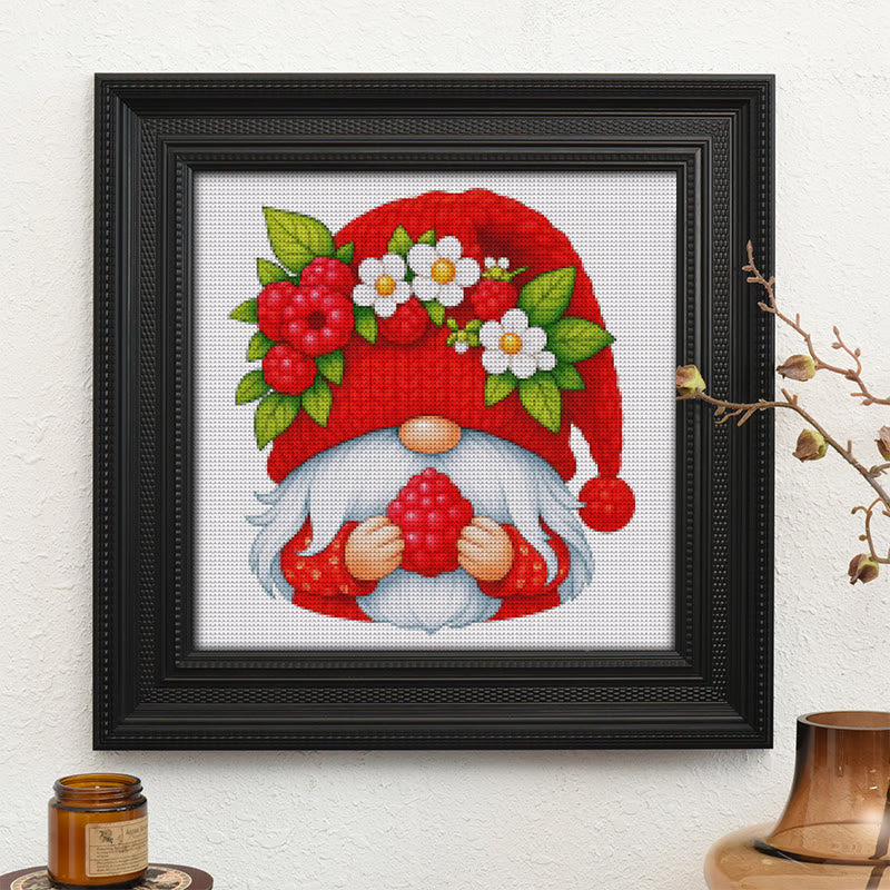  Cross Stitch Kit - Cherry Gnome | Christmas Wall Decor | Diy Floral Needle Art - image 9