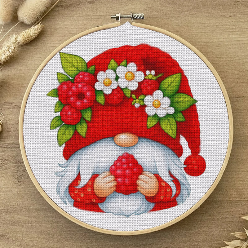  Cross Stitch Kit - Cherry Gnome | Christmas Wall Decor | Diy Floral Needle Art - image 5