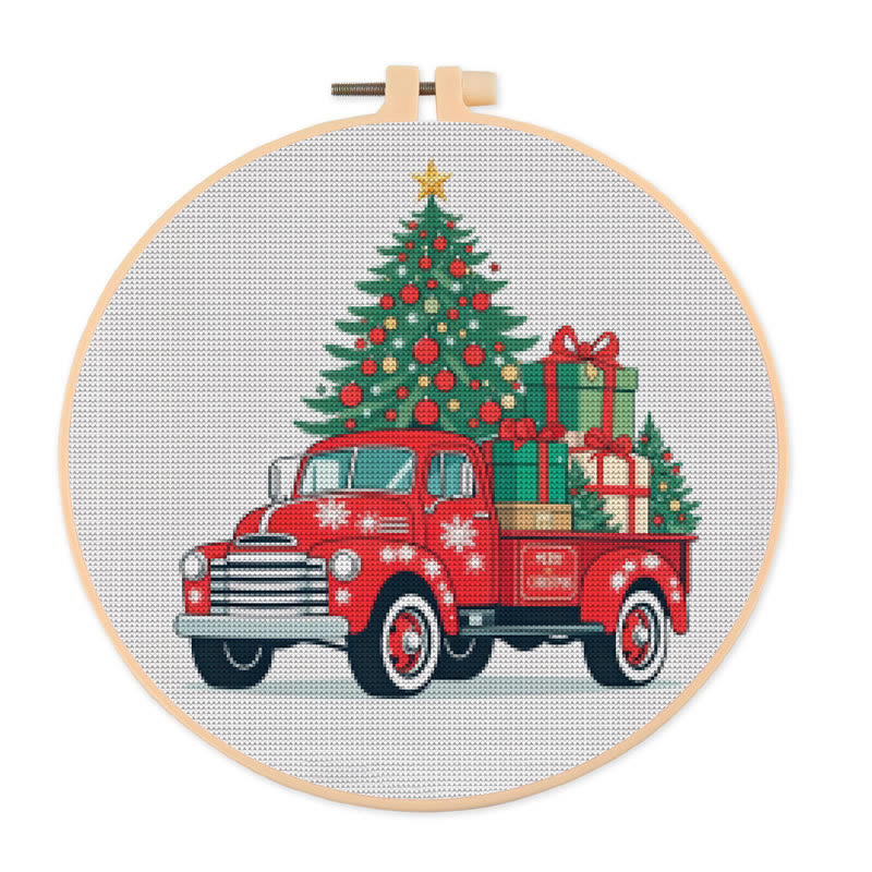  Cross Stitch Kit - Christmas Truck | Diy Holiday Needlework |  Perfect Wall Decoration - 20×20cm - image 0