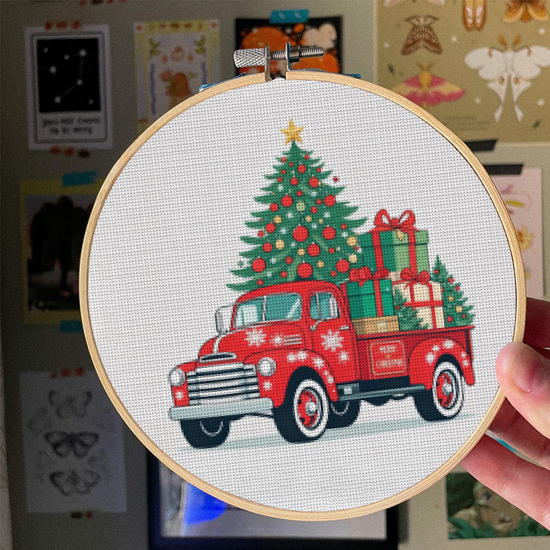  Cross Stitch Kit - Christmas Truck | Diy Holiday Needlework |  Perfect Wall Decoration - image 3