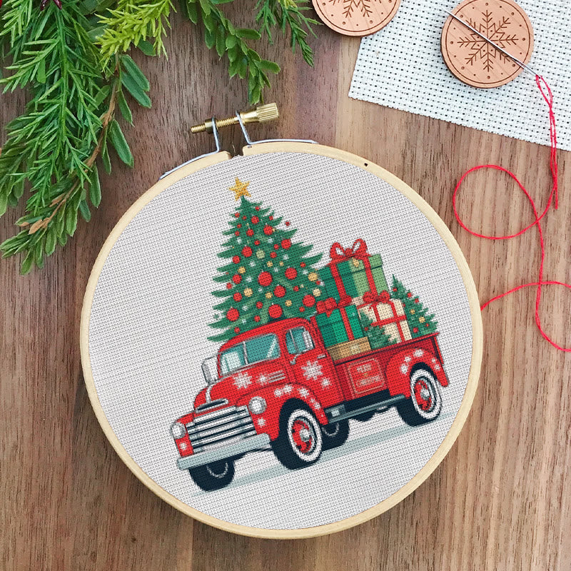  Cross Stitch Kit - Christmas Truck | Diy Holiday Needlework |  Perfect Wall Decoration - image 5