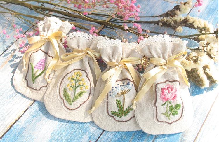 Embroidery Mini Drawstring Pouch Kit | Unique Floral Craft | Perfect Birthday Gift For Her - image 13