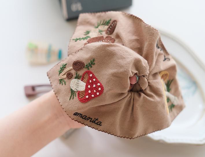 Embroidery Square Scrunchie Kit | Handmade Hair Accessories |  Personalized Gift For Her - Mushrooms - image 5