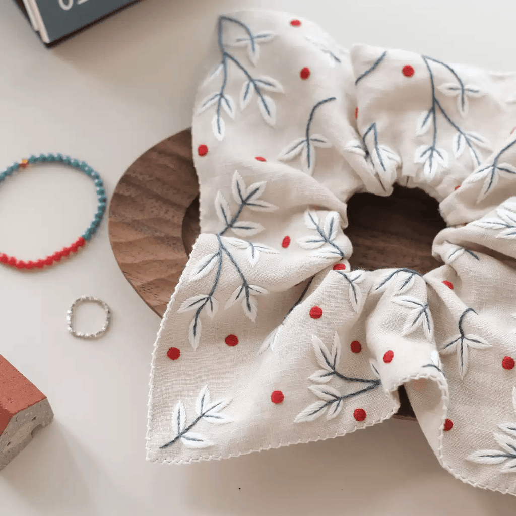 Embroidery Square Scrunchie Kit | Handmade Hair Accessories |  Personalized Gift For Her - image 0