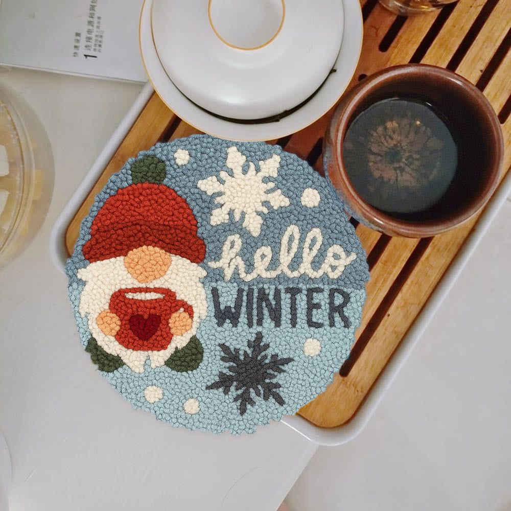 Winter Gnome Punch Needle Kit - Diy Christmas Handicraft | Unique Winter Decoration  - 5 inch Coaster Kit - image 11