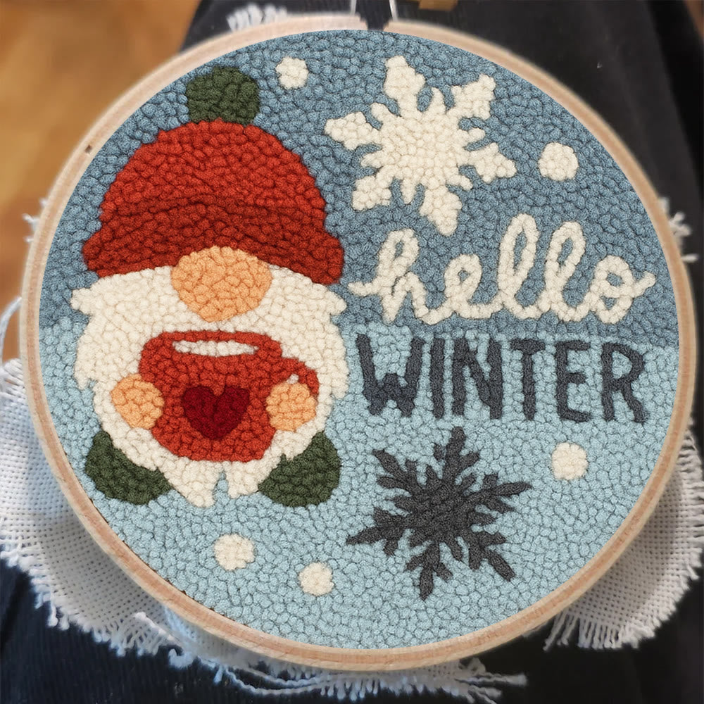 Winter Gnome Punch Needle Kit - Diy Christmas Handicraft | Unique Winter Decoration  - image 1