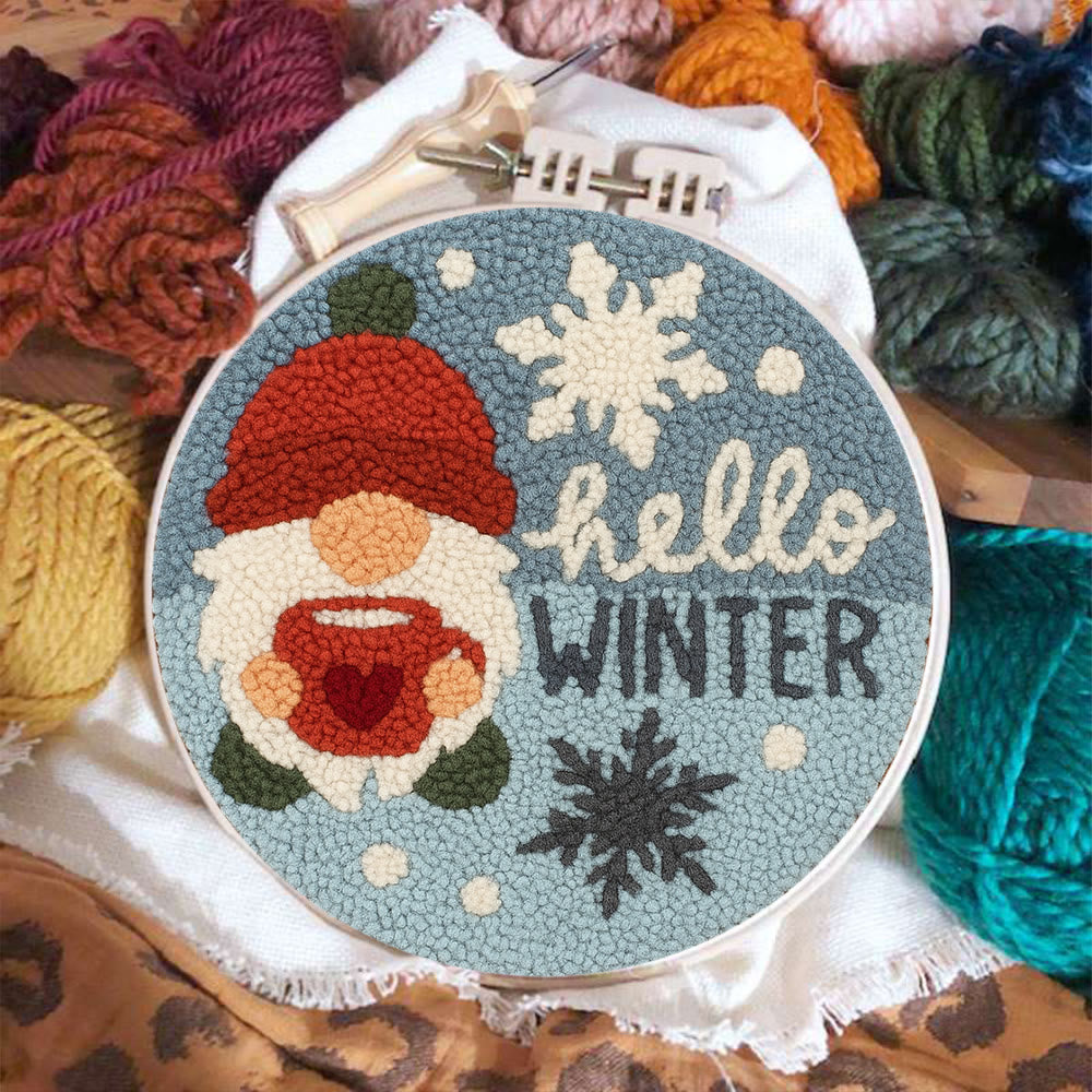Winter Gnome Punch Needle Kit - Diy Christmas Handicraft | Unique Winter Decoration  - image 3