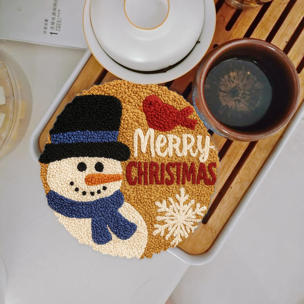 Merry Christmas Punch Needle Kit - Creative Yarn Craft | Handmade Holiday Ornament - 5 inch Coaster Kit - image 10