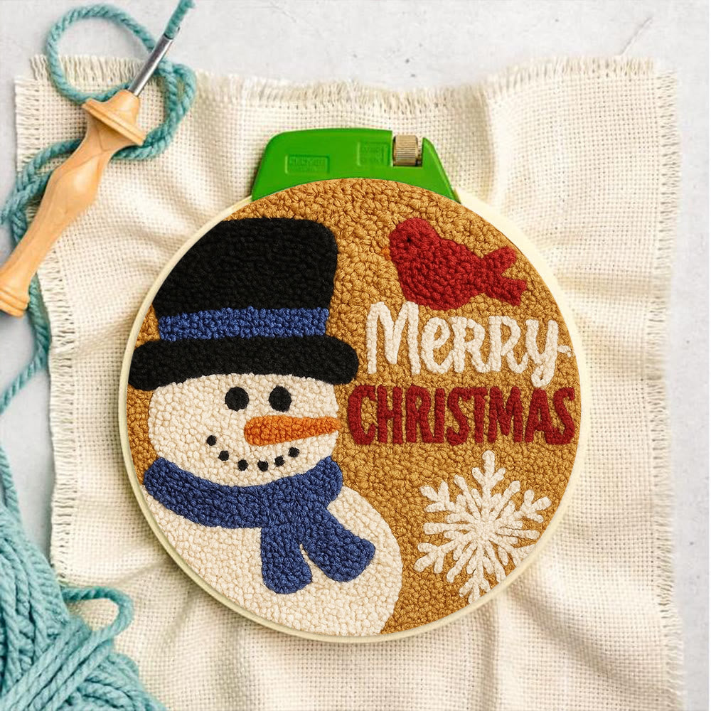 Merry Christmas Punch Needle Kit - Creative Yarn Craft | Handmade Holiday Ornament - image 7