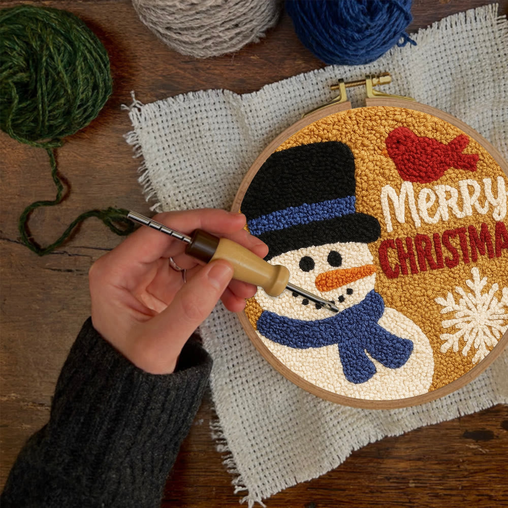 Merry Christmas Punch Needle Kit - Creative Yarn Craft | Handmade Holiday Ornament - image 9