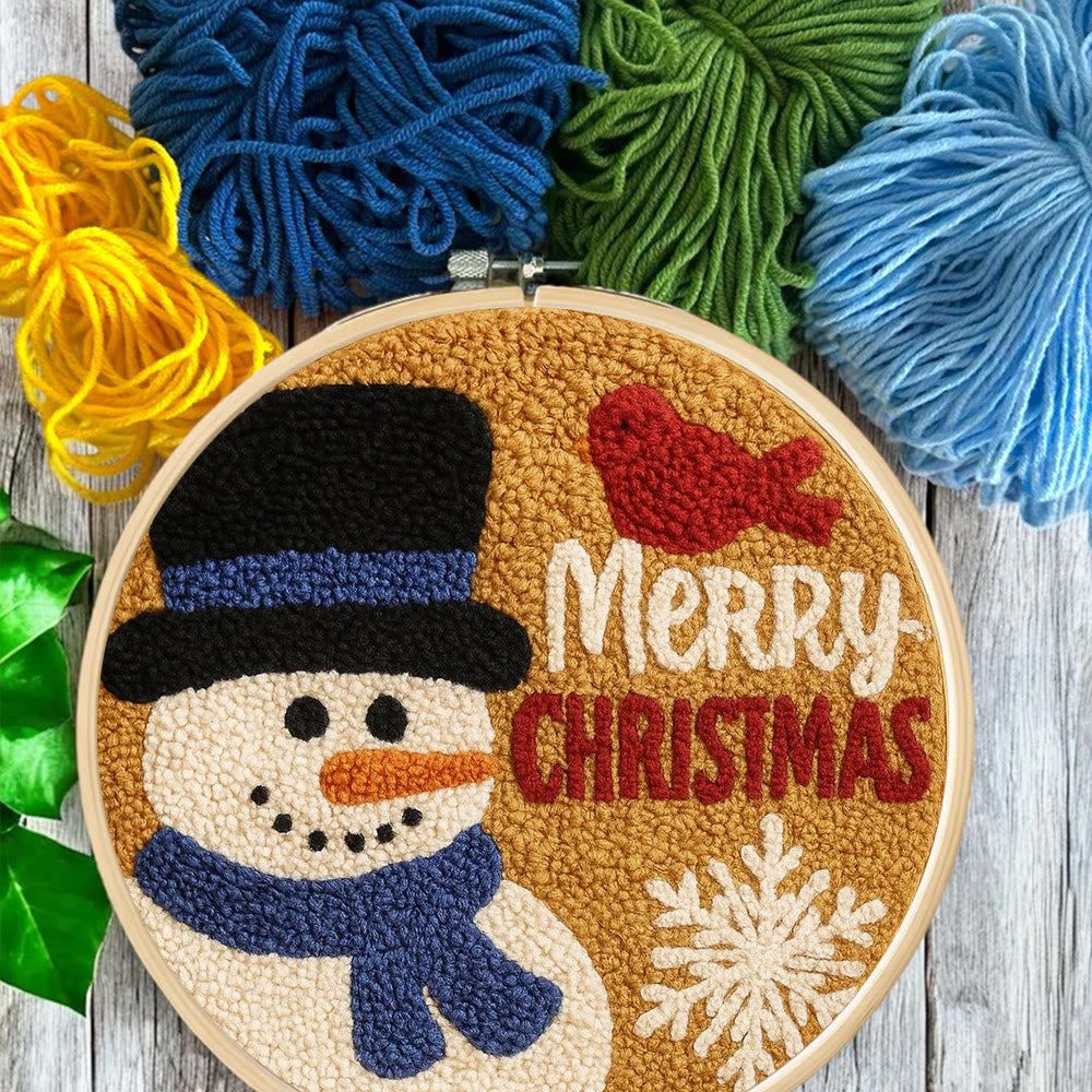 Merry Christmas Punch Needle Kit - Creative Yarn Craft | Handmade Holiday Ornament - image 3
