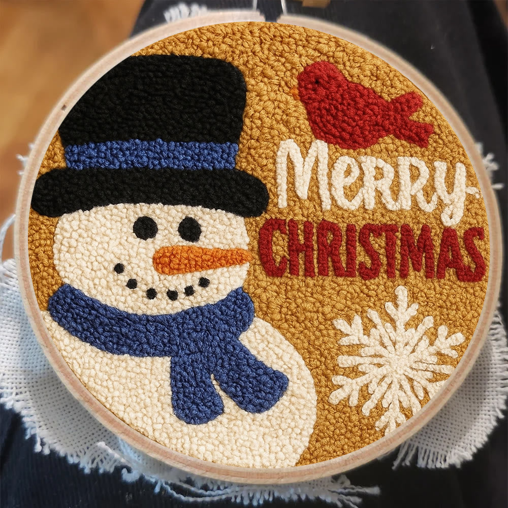 Merry Christmas Punch Needle Kit - Creative Yarn Craft | Handmade Holiday Ornament - image 2