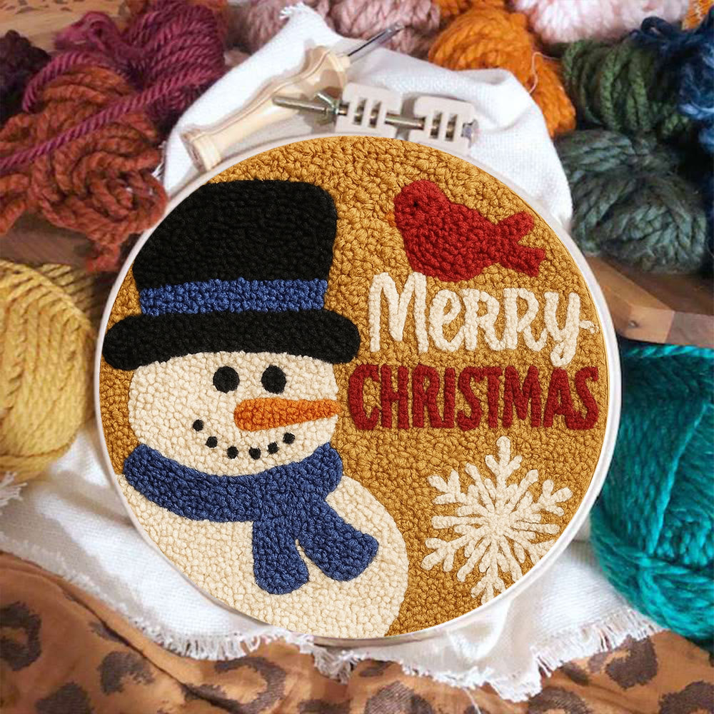 Merry Christmas Punch Needle Kit - Creative Yarn Craft | Handmade Holiday Ornament - image 6