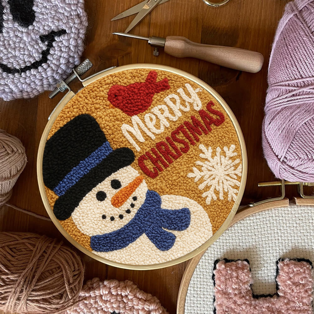 Merry Christmas Punch Needle Kit - Creative Yarn Craft | Handmade Holiday Ornament - image 5
